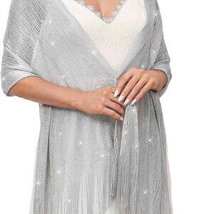 Women's Shawls and Wraps for Evening Dresses Sparkling Wedding Scarf Fringe Brid